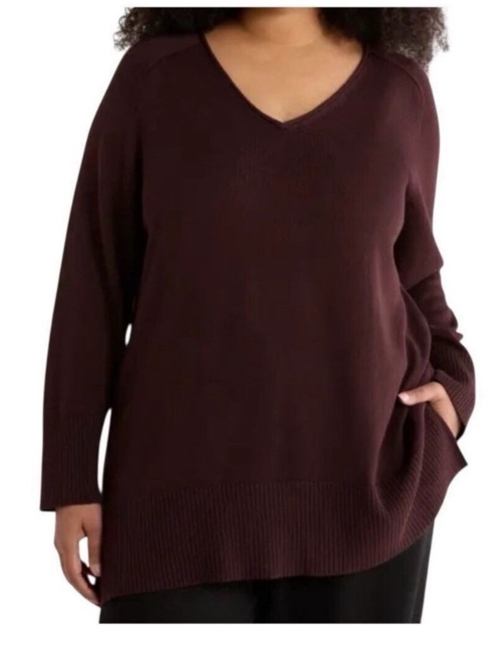 Eileen Fisher Burgundy Dark Purple 100% Merino Wool Sweater 2X
